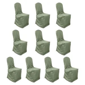10 Pack Dusty Sage Green Polyester Banquet Chair Covers, Reusable Stain Resistant Slip On Chair Covers