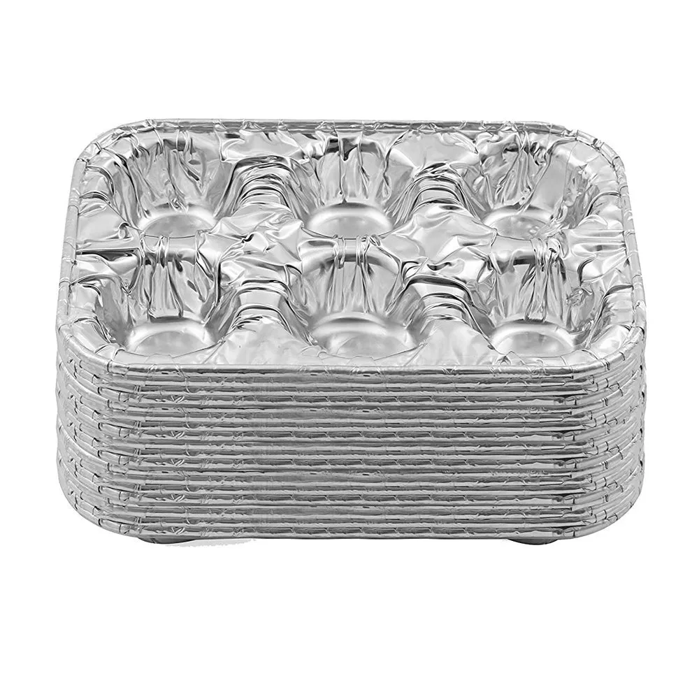 10 Pc Aluminum Foil Muffin Pan 6 Cavity Cake Mold Cupcake Disposable Container