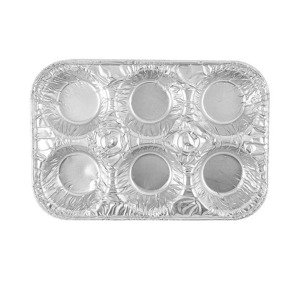 10 Pc Aluminum Foil Muffin Pan 6 Cavity Cake Mold Cupcake Disposable Container