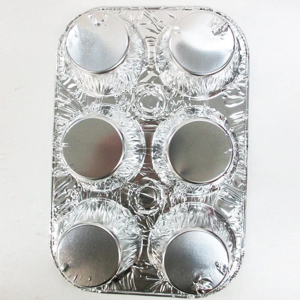 10 Pc Aluminum Foil Muffin Pan 6 Cavity Cake Mold Cupcake Disposable Container