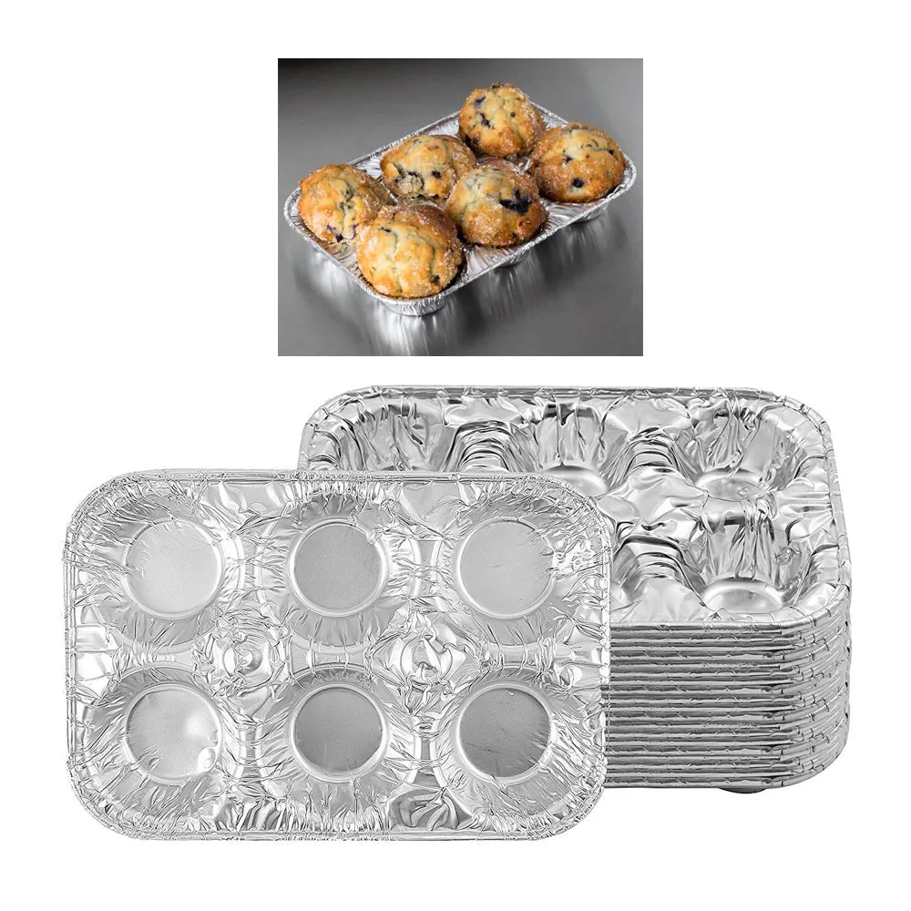 10 Pc Aluminum Foil Muffin Pan 6 Cavity Cake Mold Cupcake Disposable Container
