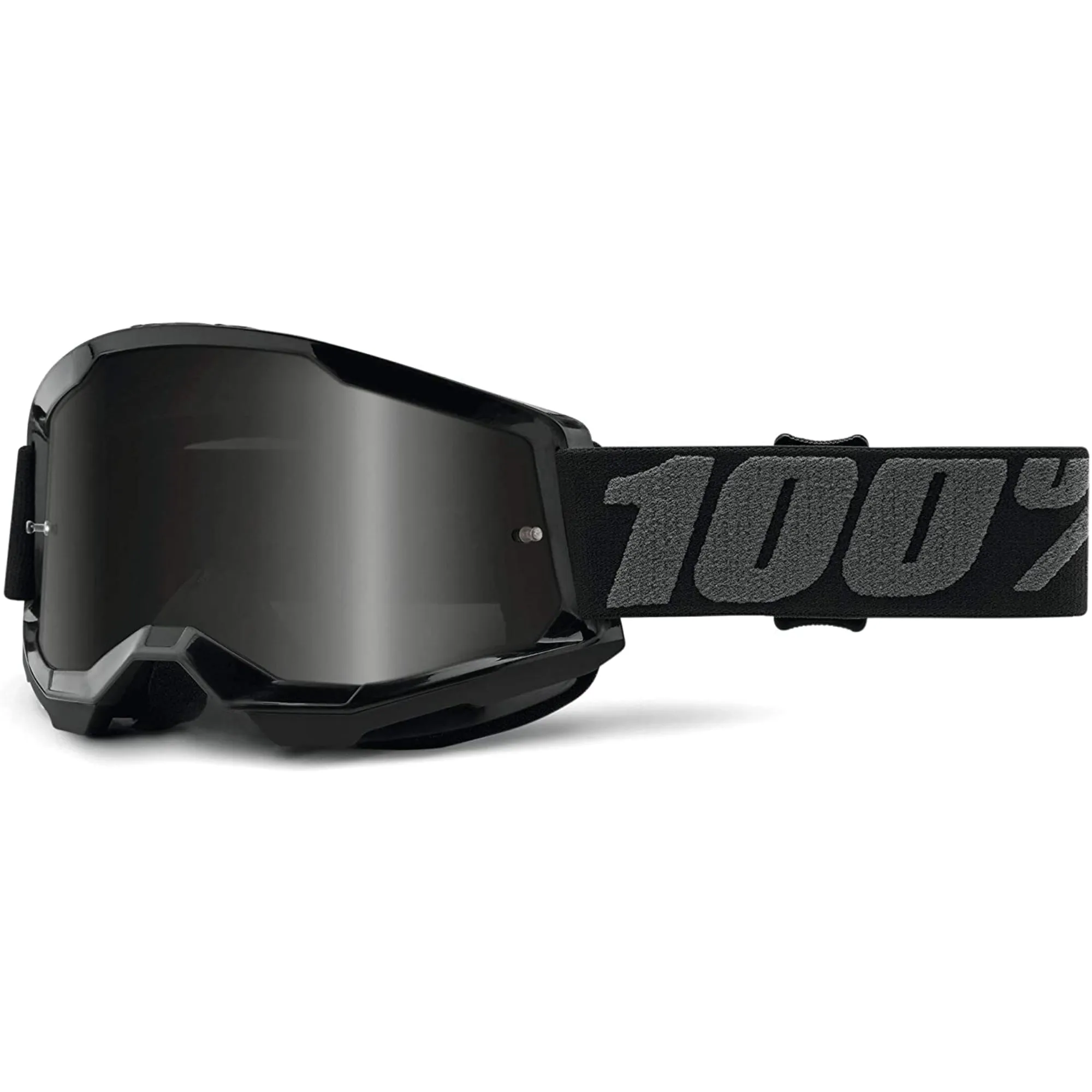 100% Strata 2 Sand Goggles for Desert Riding, Black Frame with Smoke Lens