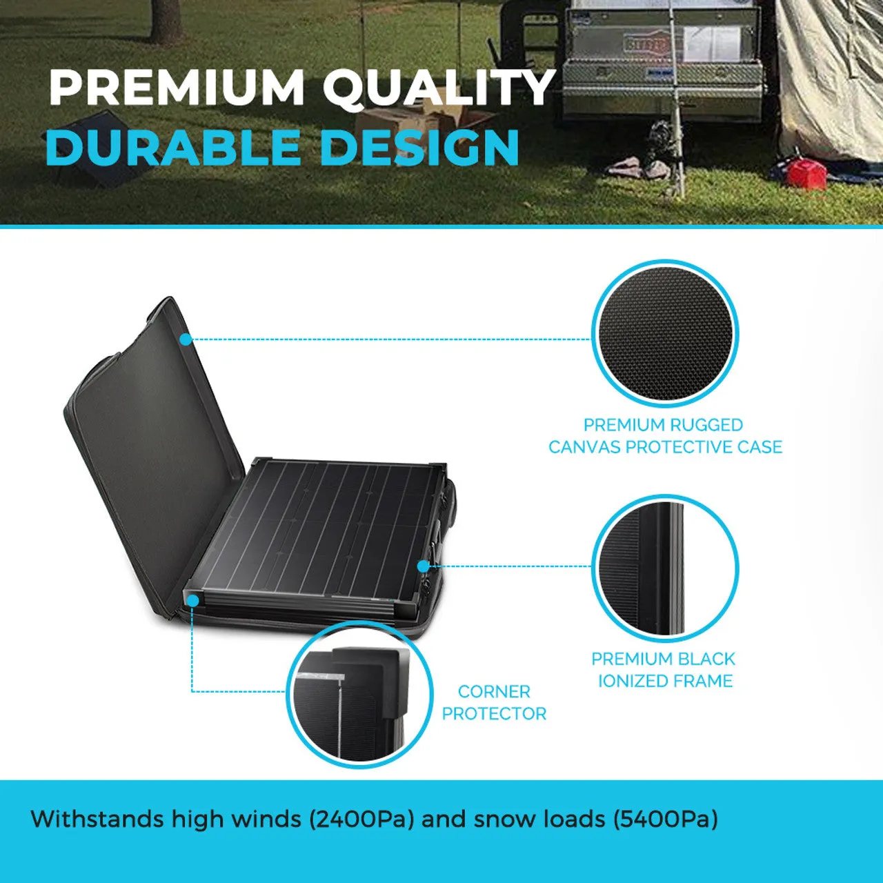100 Watt 12 Volt Monocrystalline Foldable Solar Suitcase with Voyager