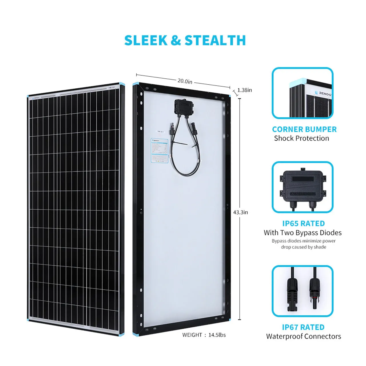 100 Watt 12 Volt Monocrystalline Solar Panel