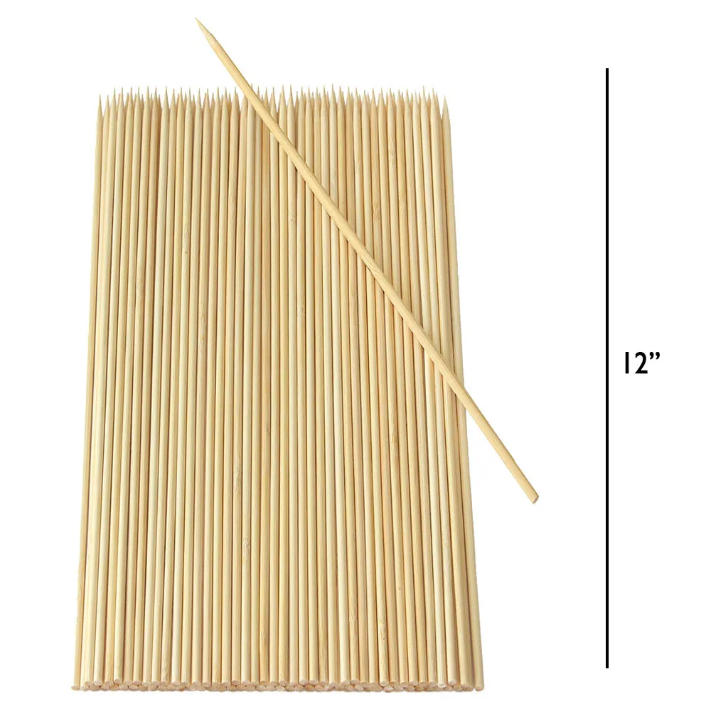 1000 Bamboo Skewers 12" Wooden Stick BBQ Shish Kabob Fondue Grill Party Bulk Lot