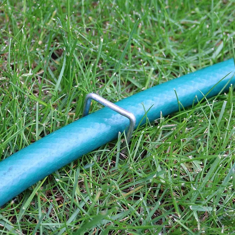 12" Outdoor Lawn and Garden Galvanized Steel Staple Stakes for Landscape Fabric/Fences/Sod 100-Pack