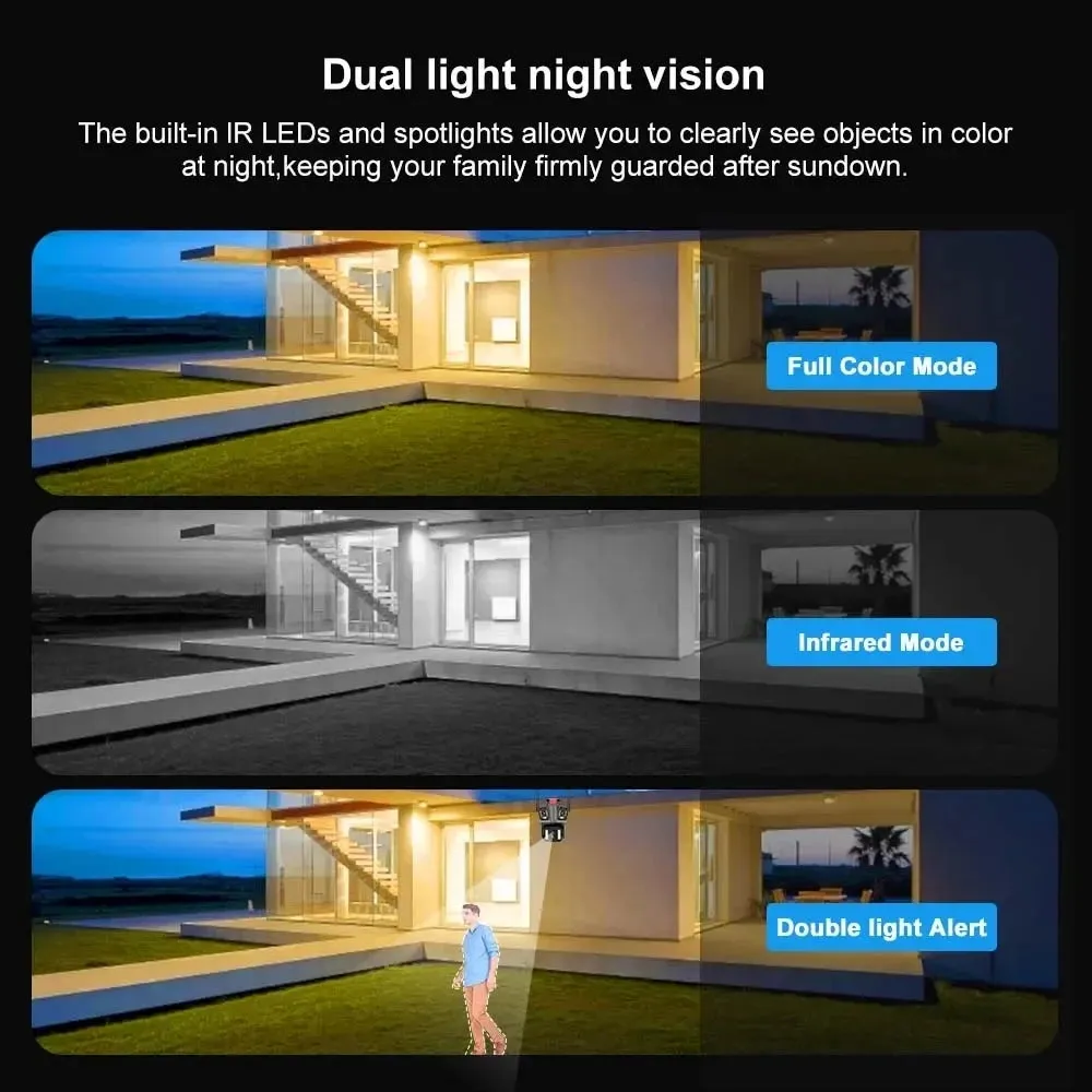 16MP 8K WiFi IP Camera 10X Zoom 4K Outdoor Security Camera AI Track Four Lens Three Screen Street 360 Surveillance PTZ Cameras