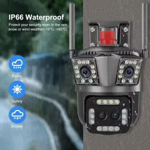 16MP 8K WiFi IP Camera 10X Zoom 4K Outdoor Security Camera AI Track Four Lens Three Screen Street 360 Surveillance PTZ Cameras