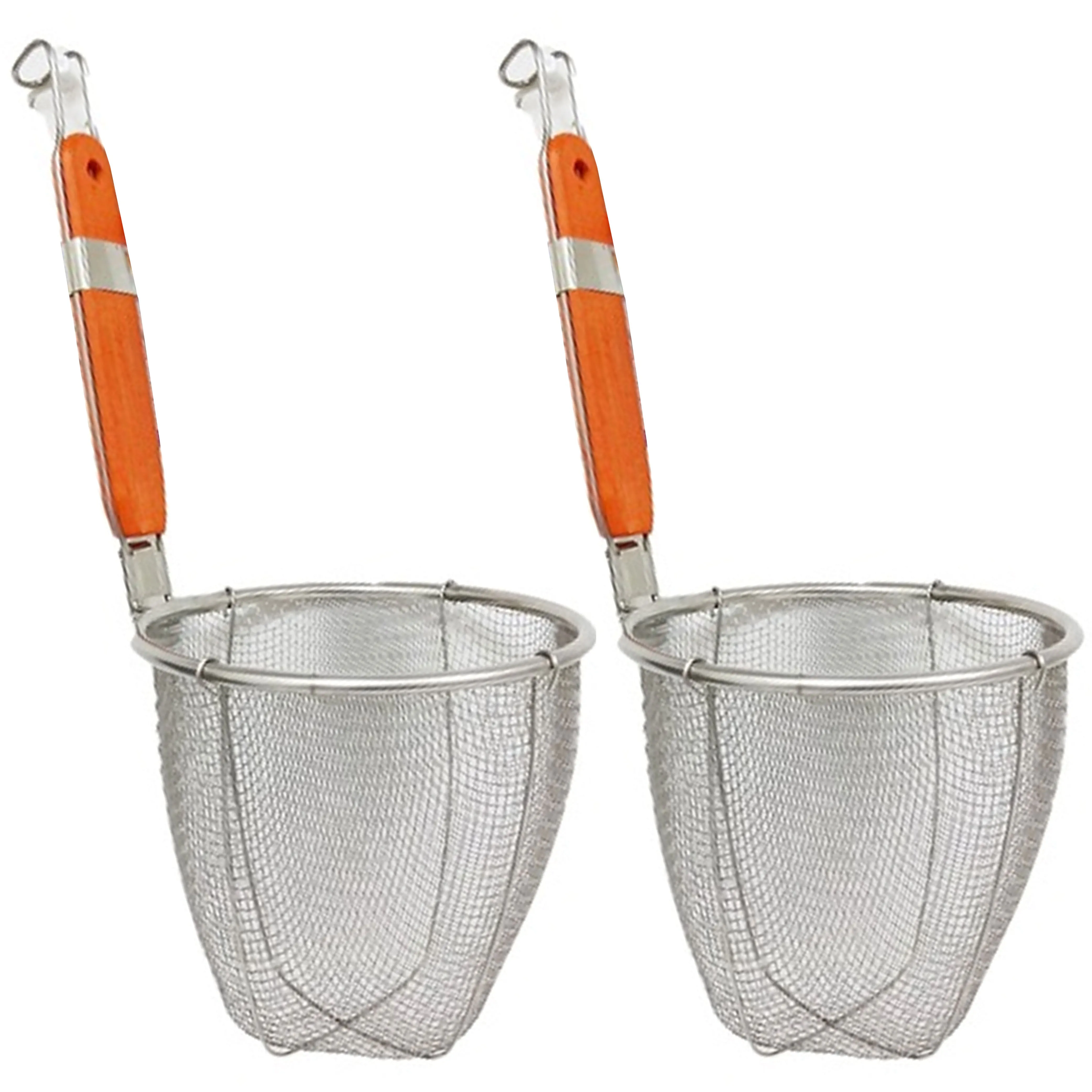 2 Pc Deep Fryer Basket French Fry Drain Noodle Stainless Steel Strainer Colander
