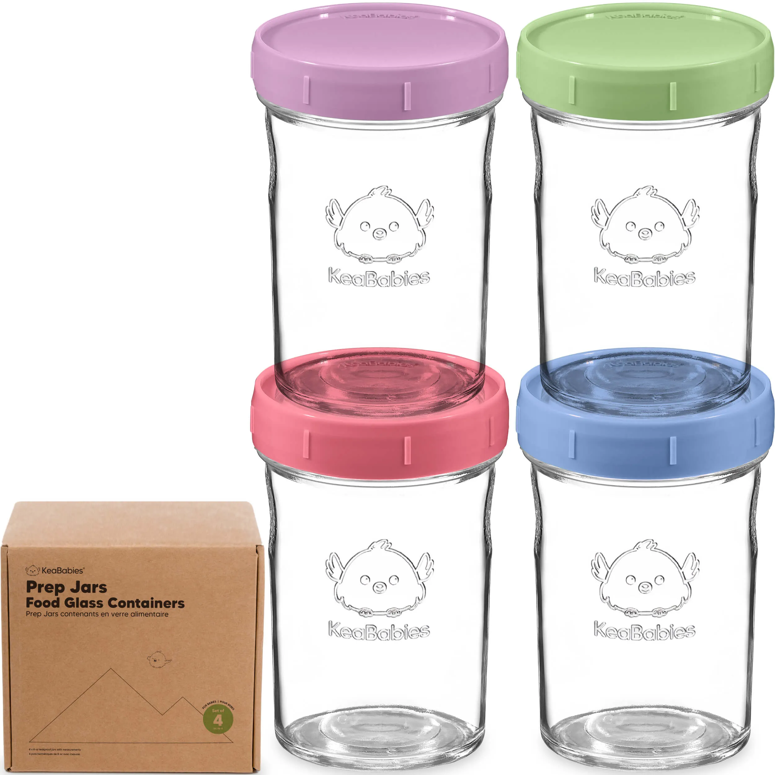 4-Pack Prep Jars Food Glass Containers