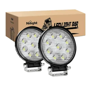 4.5 Inch 27W Round Flood LED Work Lights (Pair)