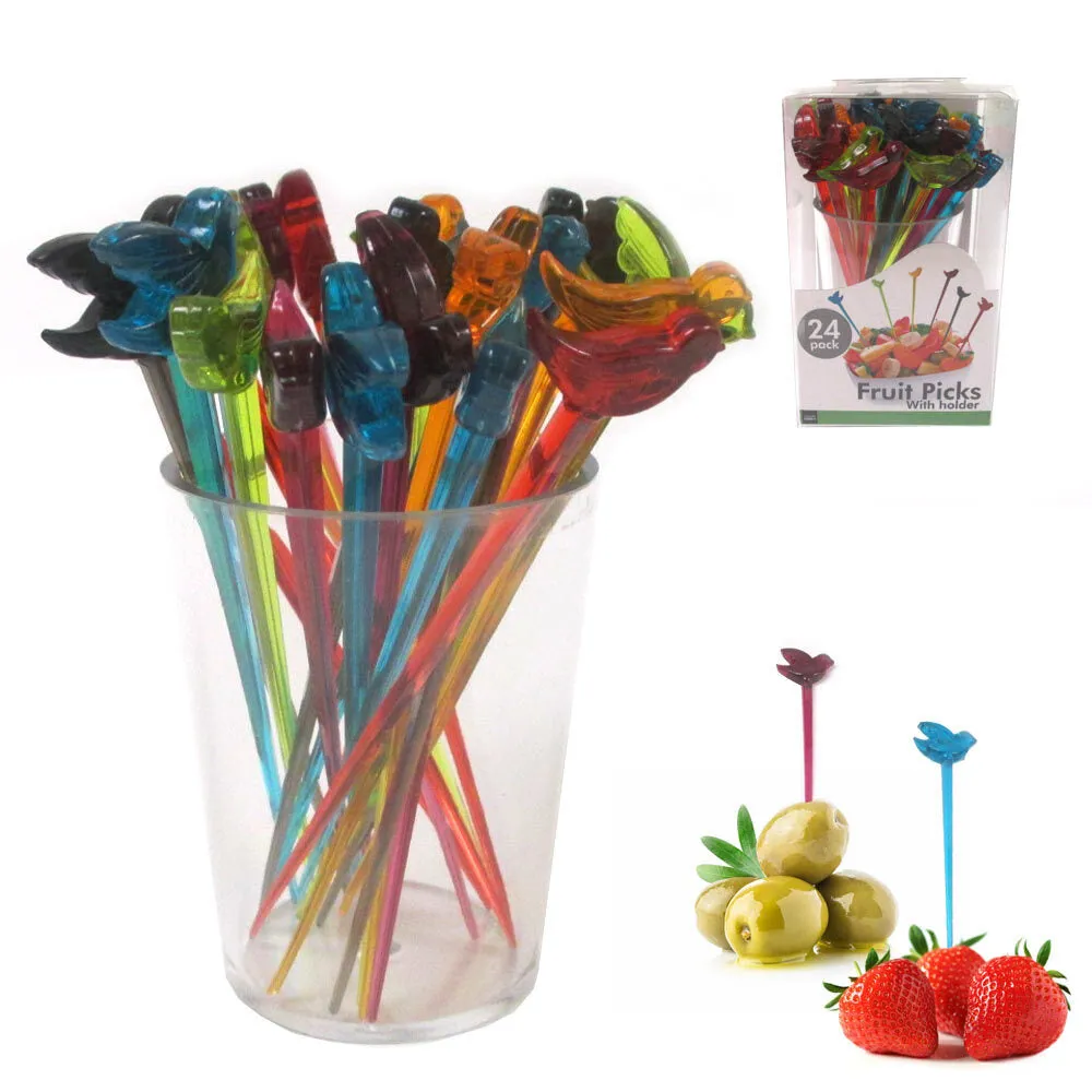 96 Fruit Picks Multicolor Birds Cocktail Appetizer Tasting Samples Dessert Fork