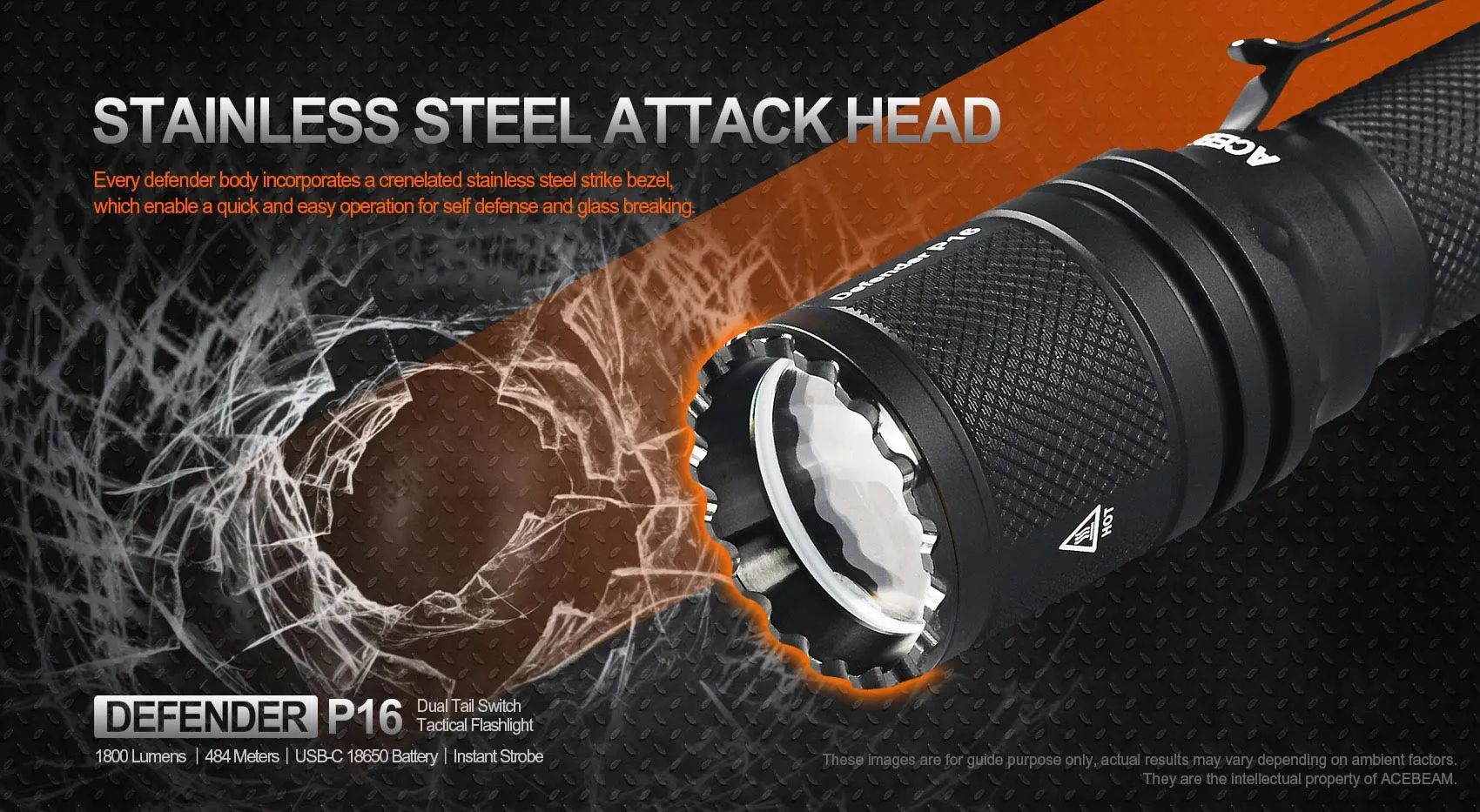 Acebeam Defender P16 Tactical LED Flashlight
