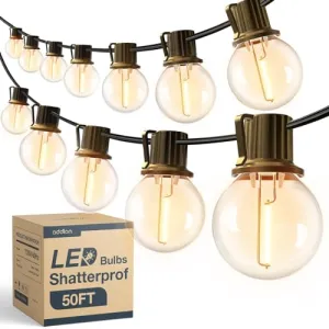 addlon 96(2 * 48) FT Outdoor String Lights, Waterproof Globe Patio Lights with 58 2 Dimmable G40 Bulbs, UL Listed Hanging Lights for Bistro Garden Porch Party Tents