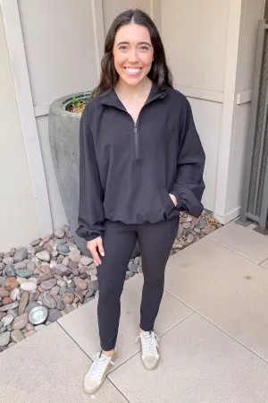 Athleisure Cropped Active Pullover Black Jacket