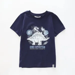 Boy's Navy Blue T-shirt With Dinosaur Expedition Print