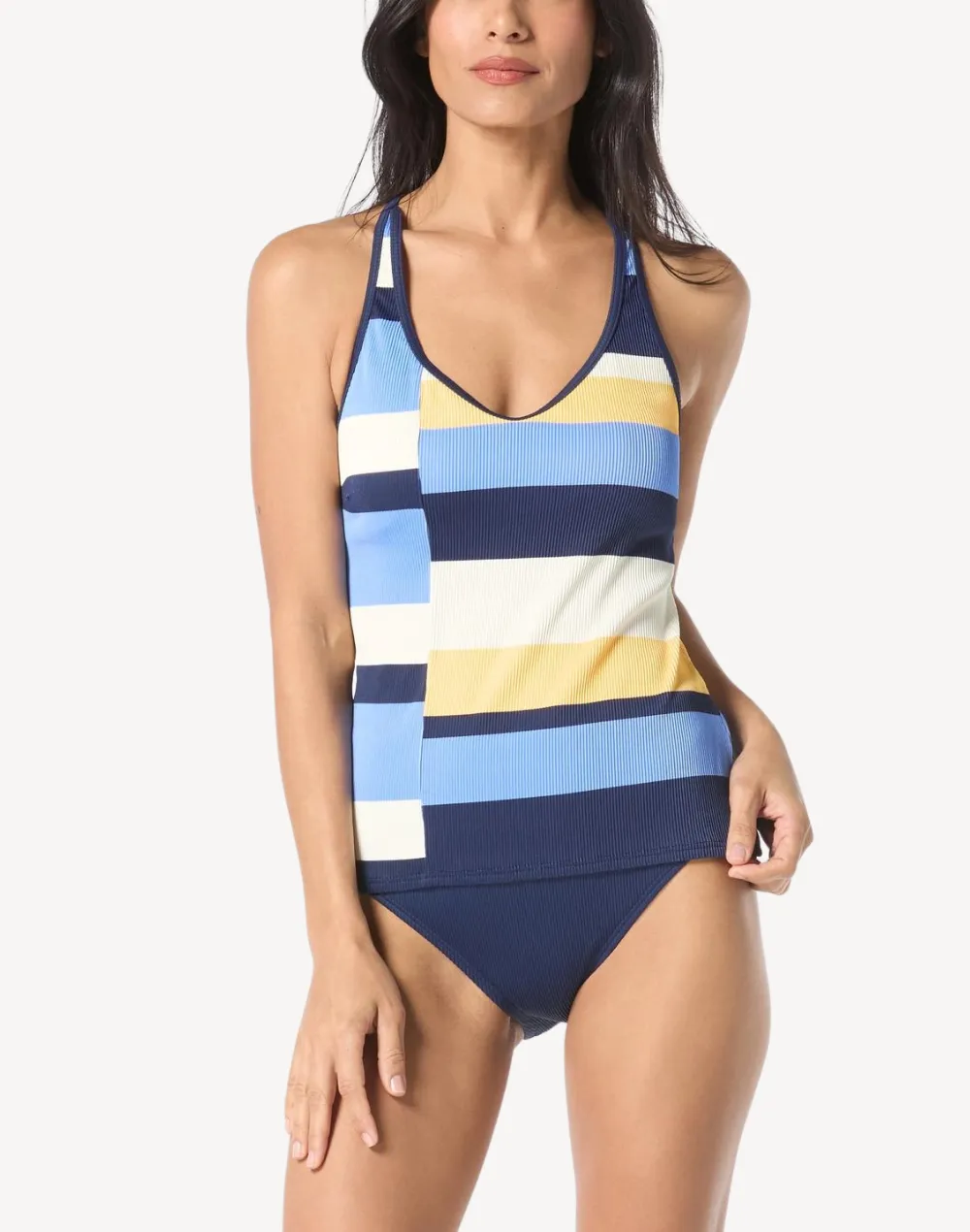Cabana Stripe Rib Ambition Tankini Top
