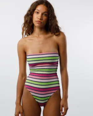 Caro Luna: Brenda Jacquard One Piece - Green Stripe