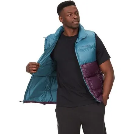 Down vest Guides men's Marmot, color Moon river/Purple Fig