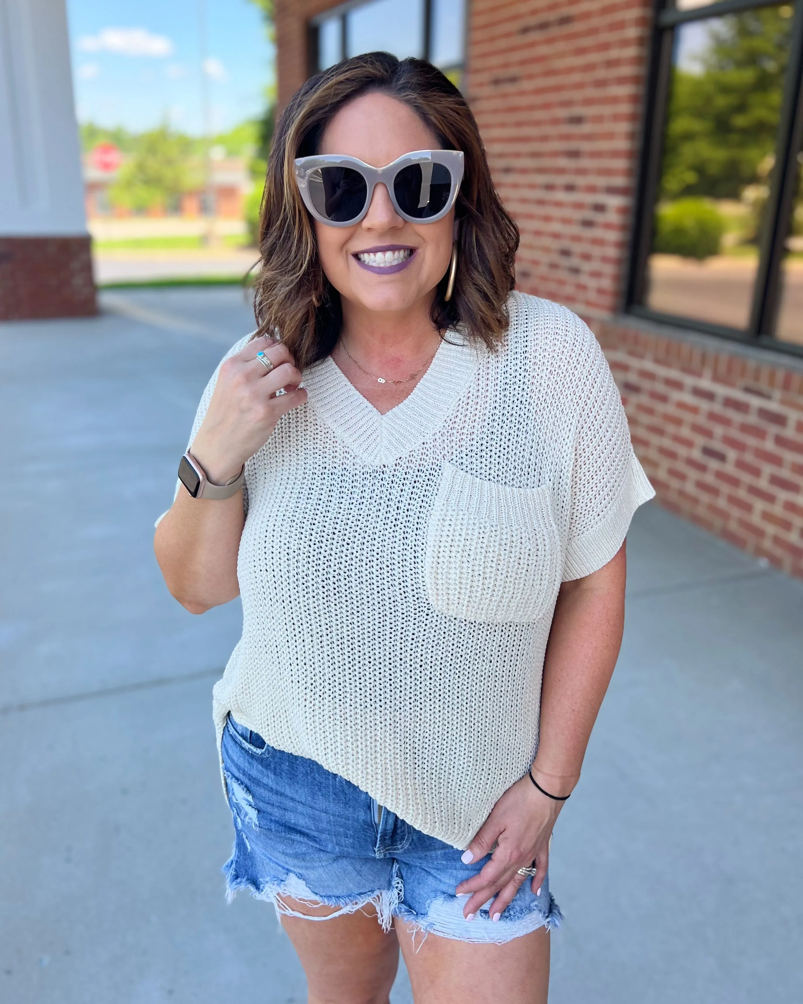 Emma Lightweight Sweater in Cream FINAL SALE