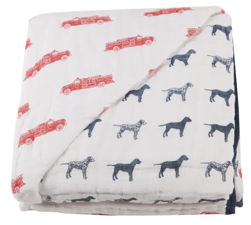 Firetruck & Dalmatian Muslin Blanket