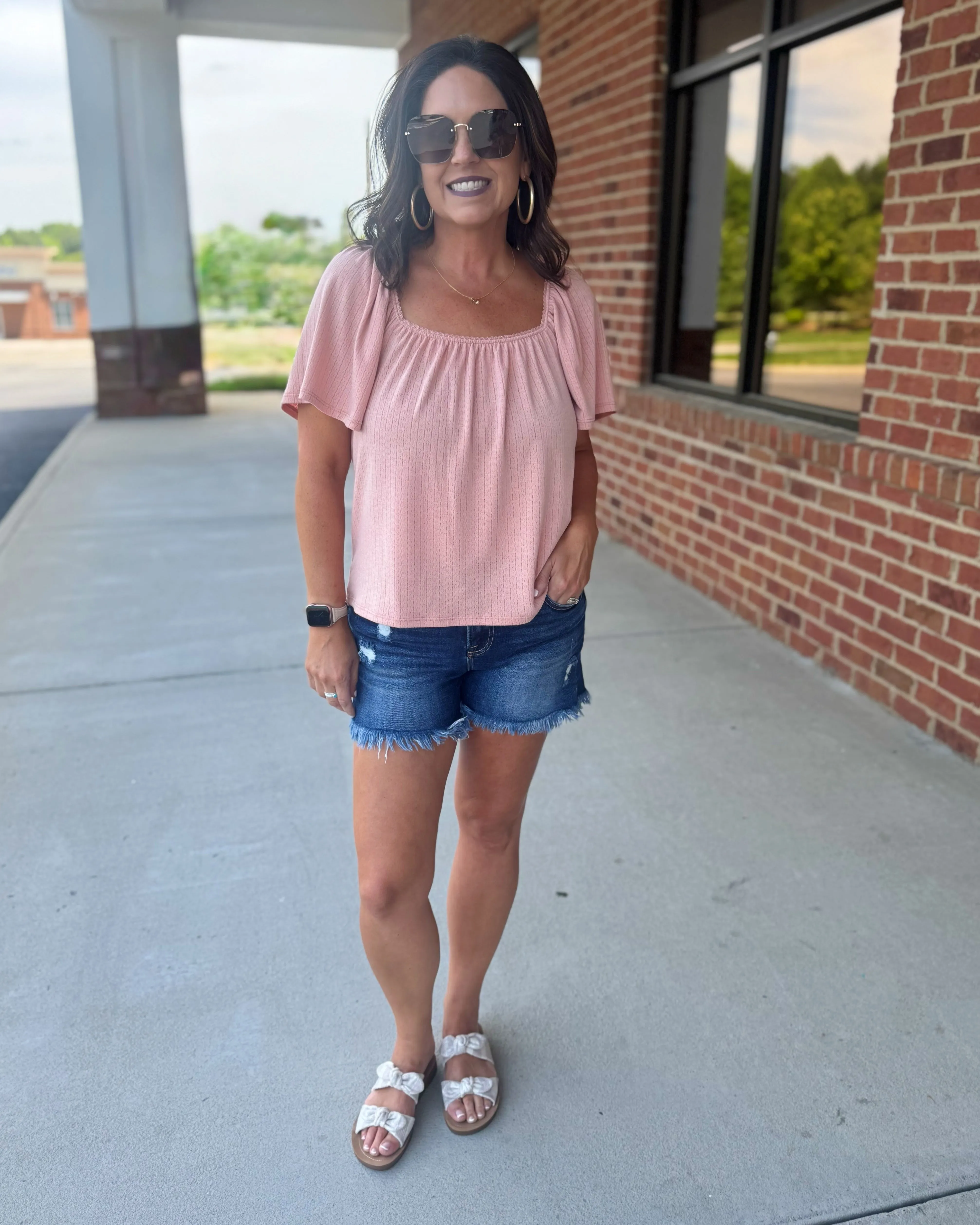 Gracie Butterfly Sleeve Top in Amber