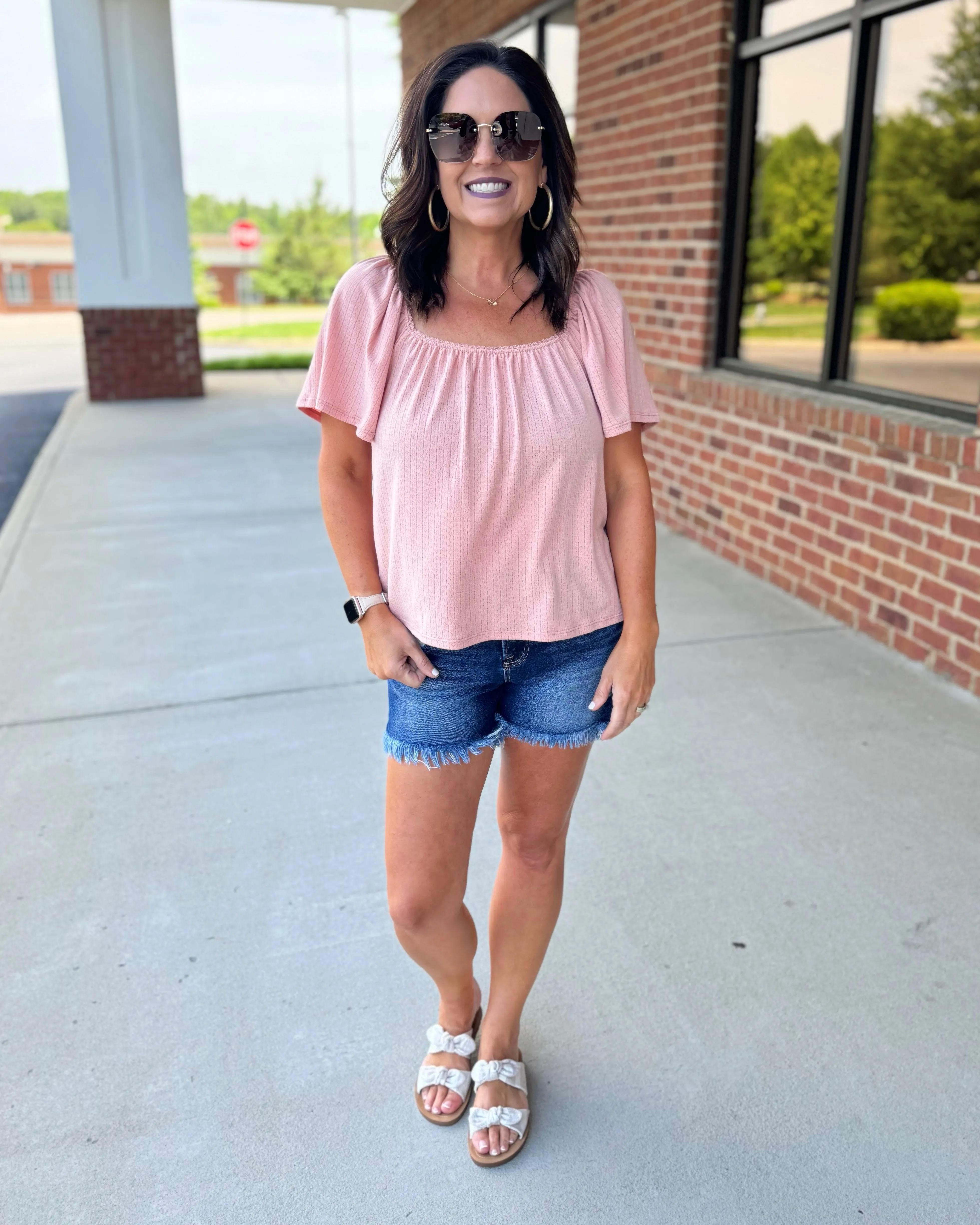 Gracie Butterfly Sleeve Top in Amber