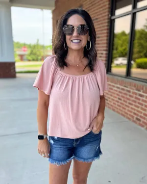 Gracie Butterfly Sleeve Top in Amber