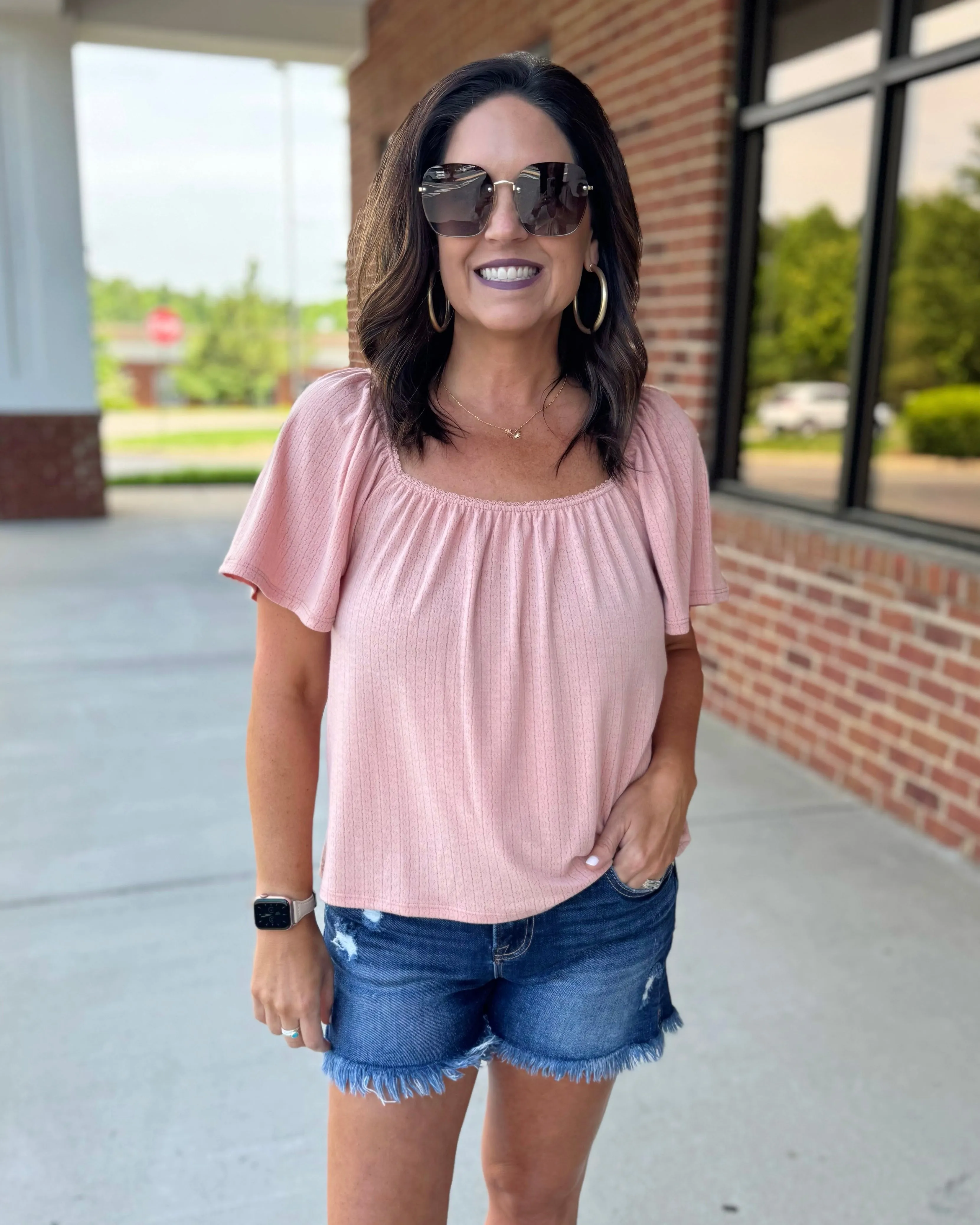 Gracie Butterfly Sleeve Top in Amber