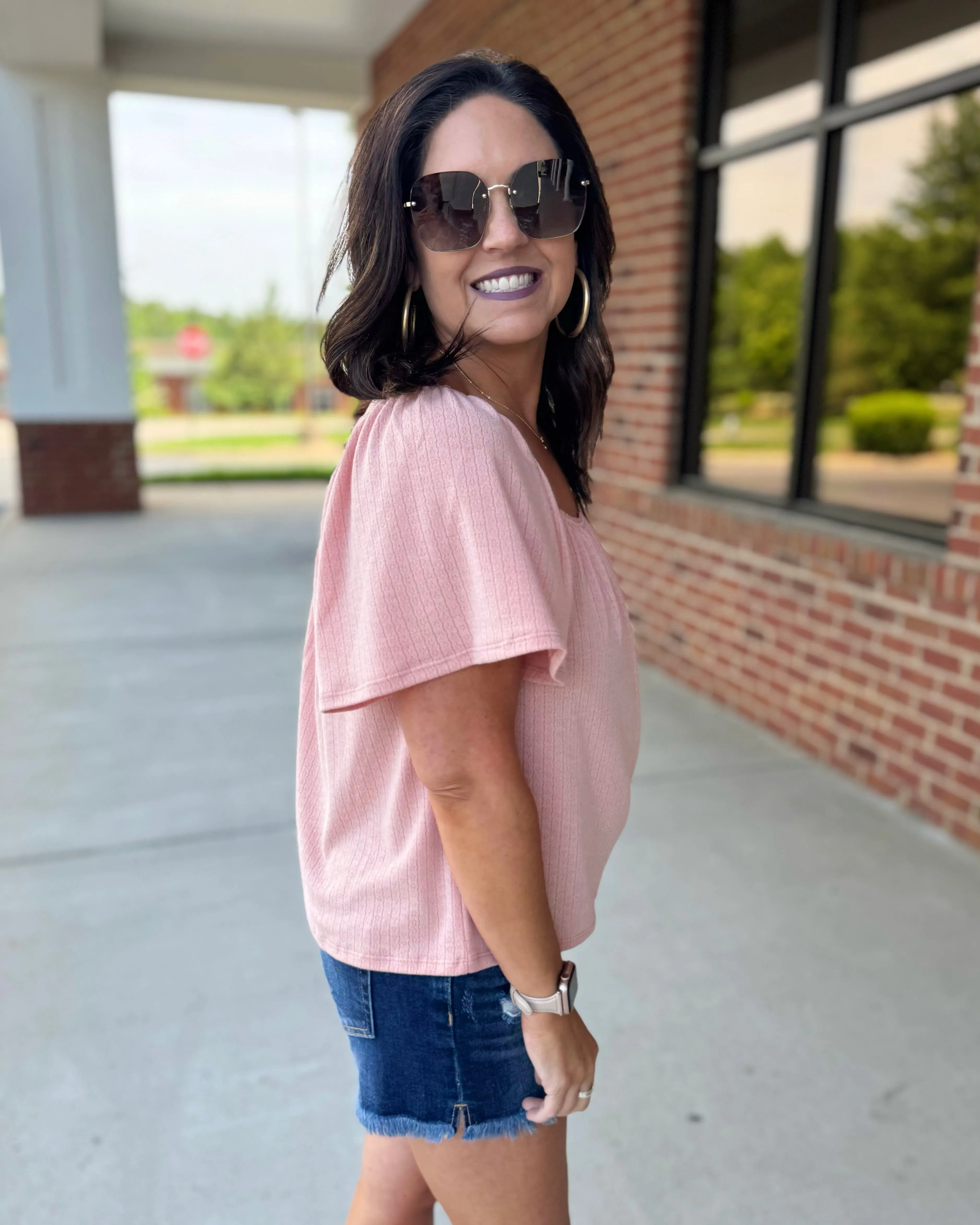 Gracie Butterfly Sleeve Top in Amber