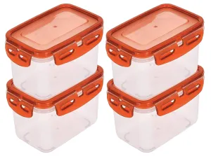 Heart Home Plastic Food Storage Container/Box For cookies, nuts, beans, chutneys With Airtight Lock Lid, 600ml Pack of 4 ( Brown)-46HH0537