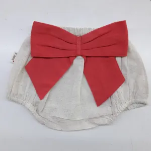 Ivory Diaper Covers with Coral Bows