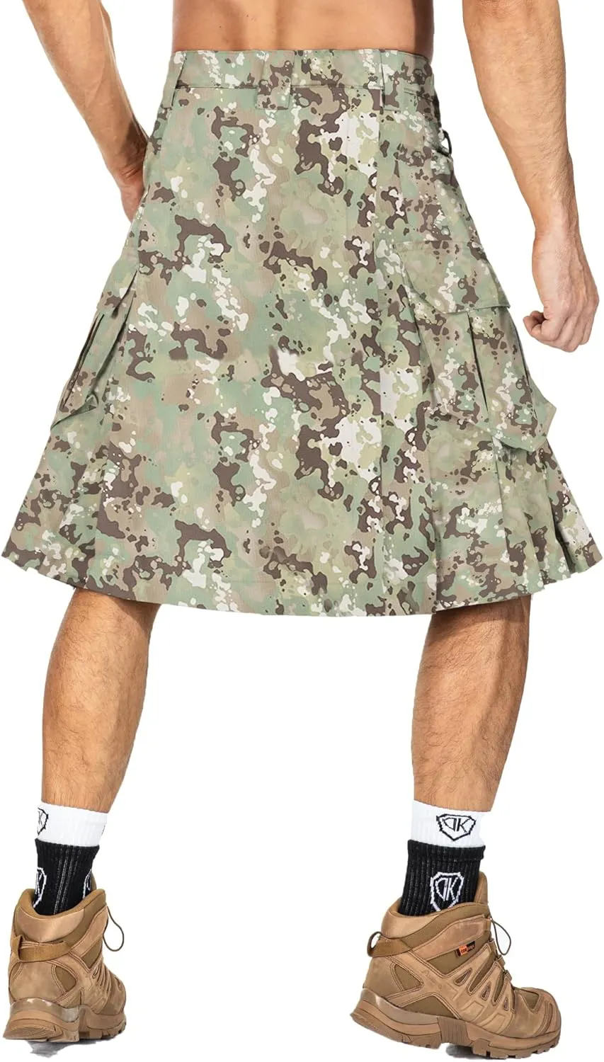 Kilt for Men Camo Utility Kilt Waterproof Tactical Kilt Irish Scottish Kilts 4 Pockets