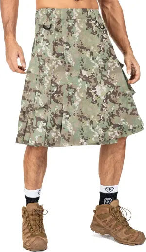 Kilt for Men Camo Utility Kilt Waterproof Tactical Kilt Irish Scottish Kilts 4 Pockets