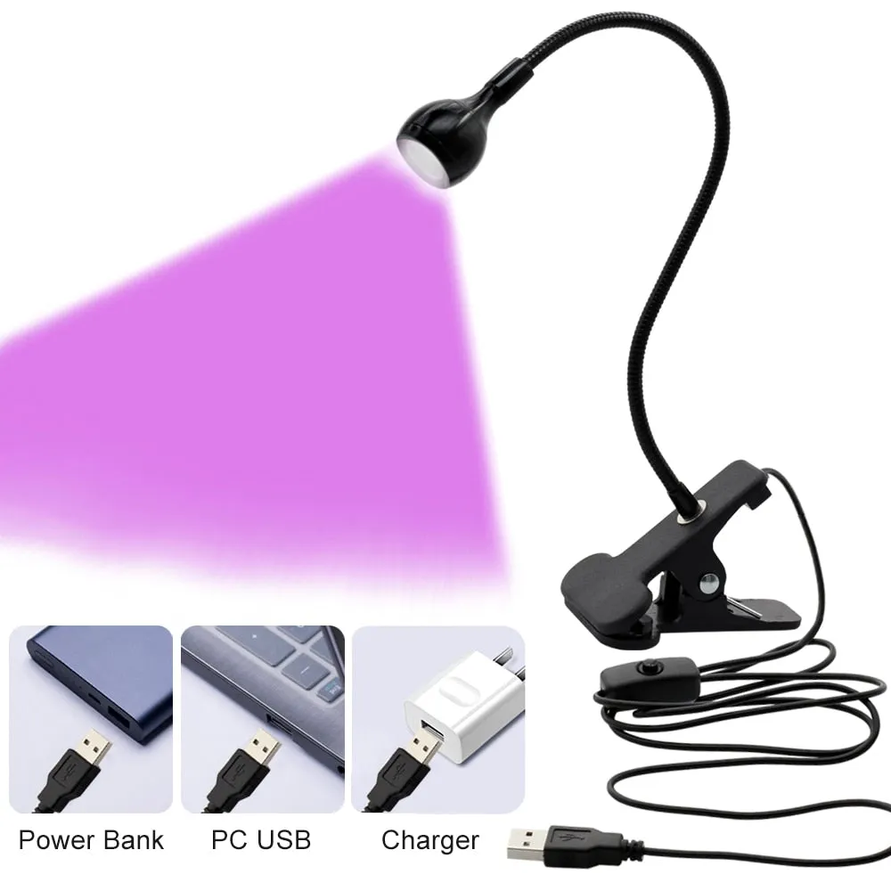 LED Clip Desk Lamp Rechargeable USB Led Flexible Table Lamps Cash Medical Product Detector UV Gel Curing Light For DIY Nail Art