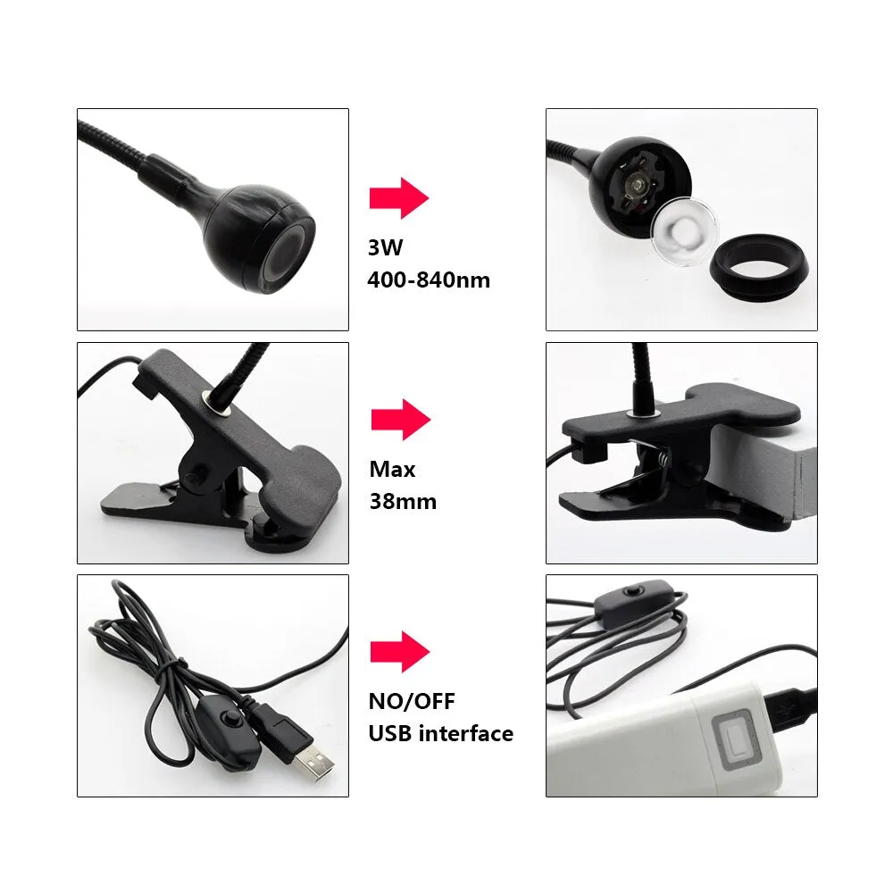 LED Clip Desk Lamp Rechargeable USB Led Flexible Table Lamps Cash Medical Product Detector UV Gel Curing Light For DIY Nail Art