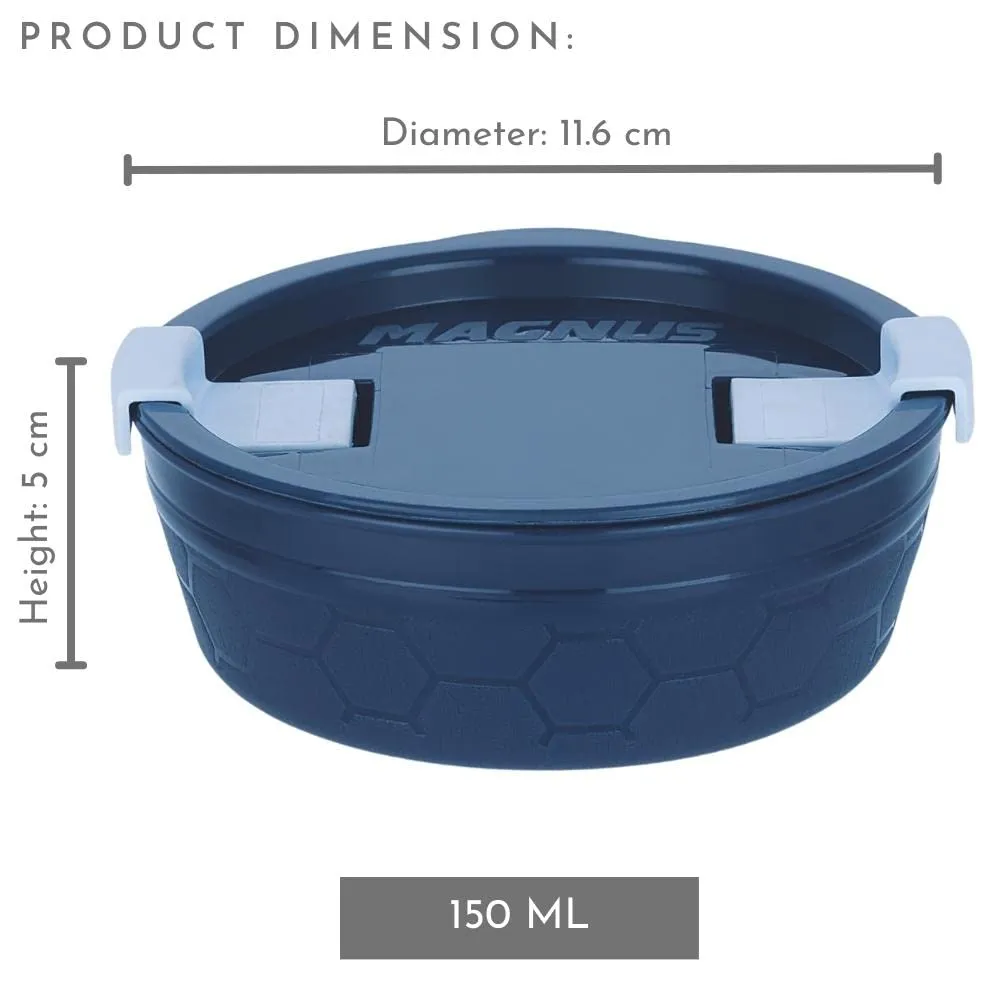 Magnus Microwave Safe Stainless-Steel Steam Lock Kitchen Food Storage Containers with Lid (150 ML) Blue Set of 2