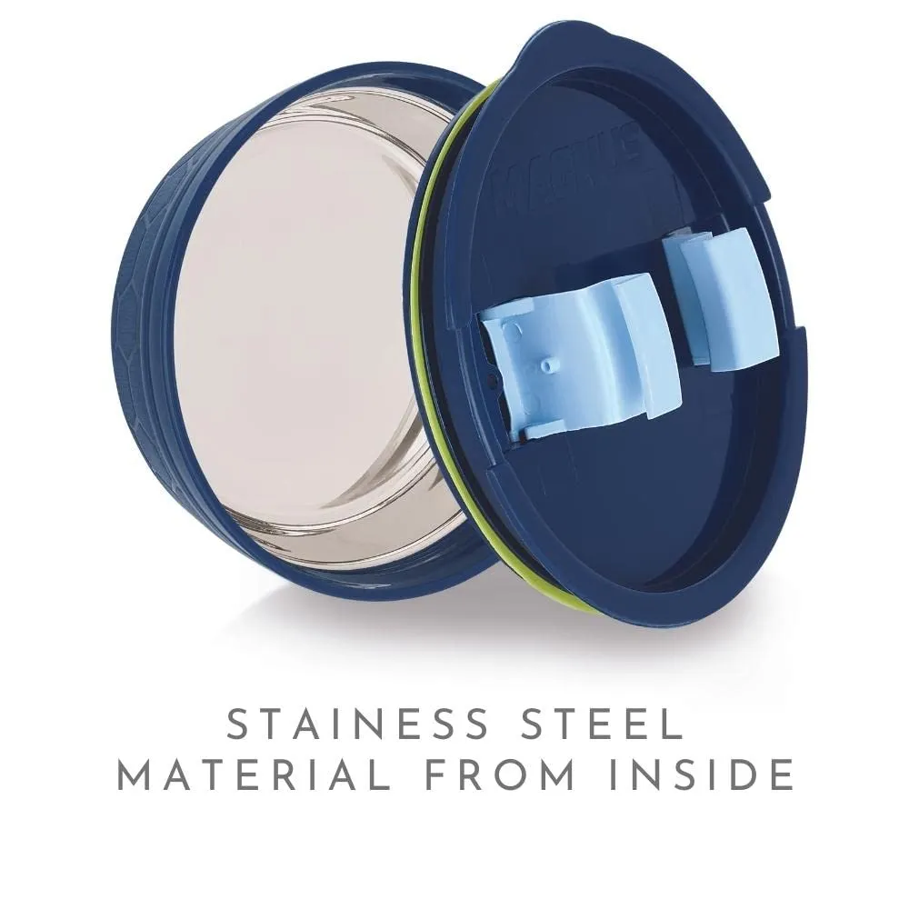 Magnus Microwave Safe Stainless-Steel Steam Lock Kitchen Food Storage Containers with Lid (150 ML) Blue Set of 2