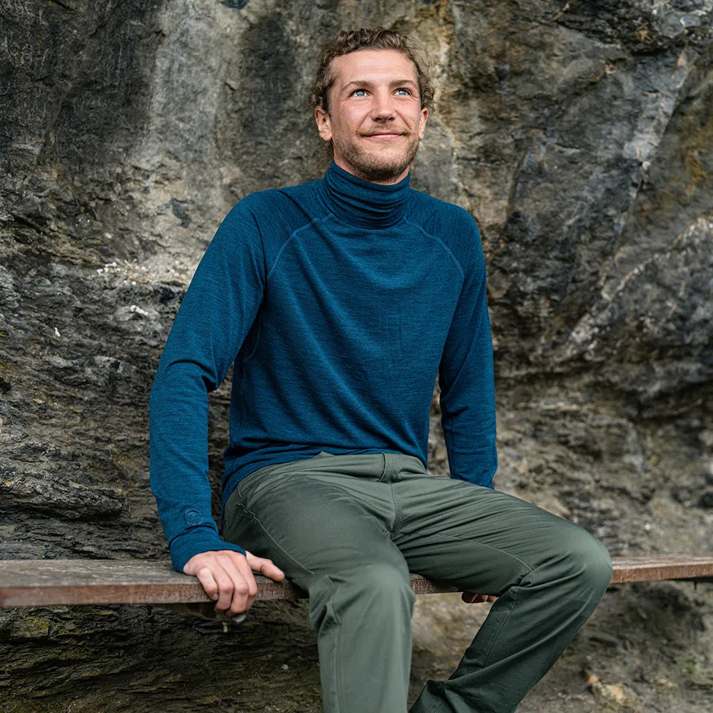 Mens 160 Merino Active Roll Neck (Petrol)