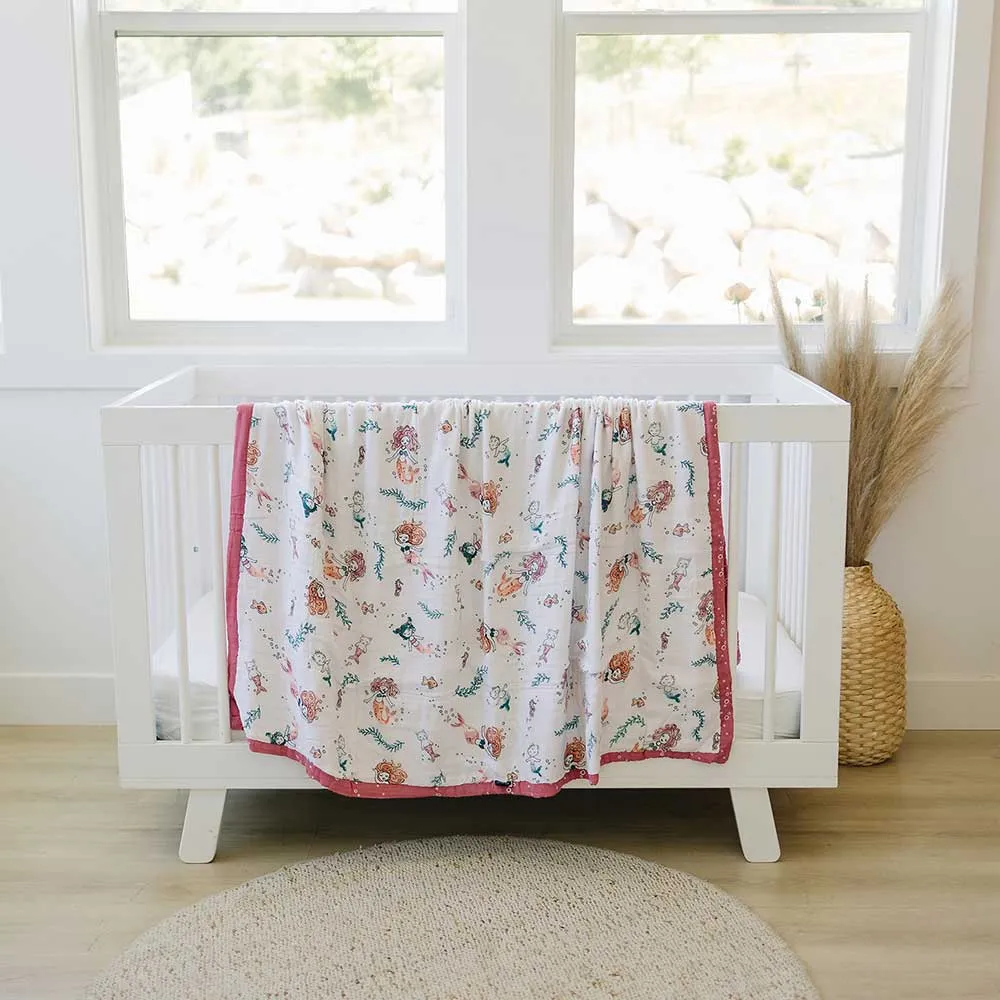 Mermaid   Bubbles Oh So Soft Muslin Super Snuggle Blanket