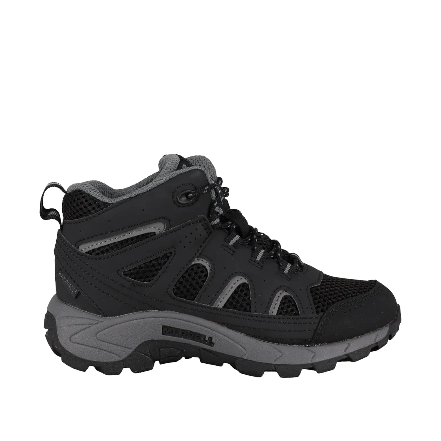 Merrell Kids' Oakcreek Mid Lace WTRPF in Black/Grey