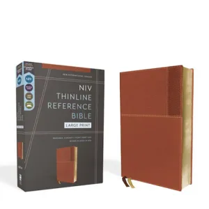 NIV Thinline Reference Bible/Large Print (Comfort Print)-Brown Leathersoft