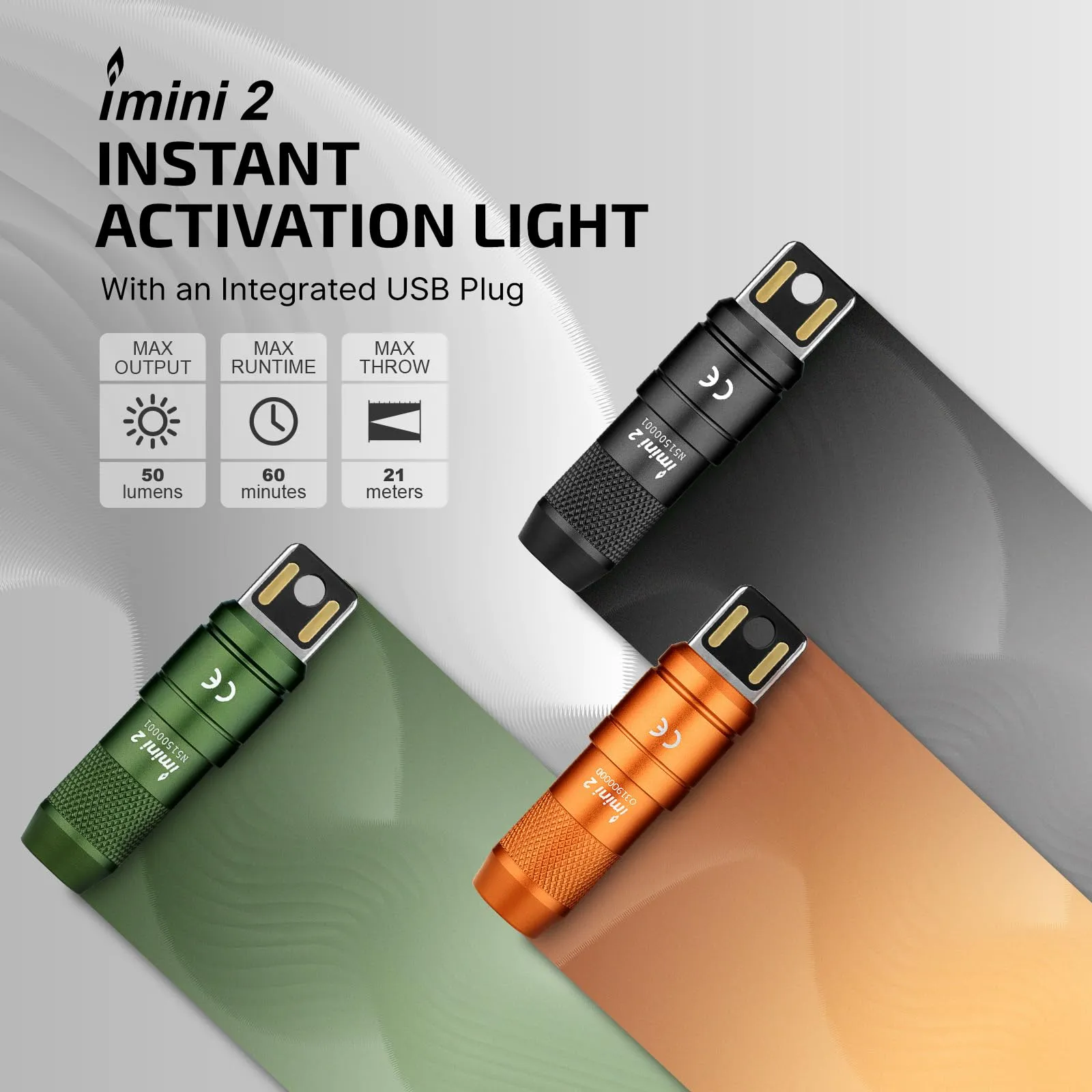 OLIGHT IMINI 2 EDC Rechargeable Keychain Flashlight, 50 Lumens Compact and Portable Mini LED Keyring Lights with Built-in Battery Ideal for Everyday Carry and Emergencies (Orange)