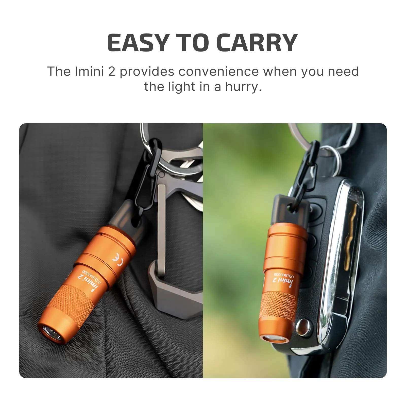 OLIGHT IMINI 2 EDC Rechargeable Keychain Flashlight, 50 Lumens Compact and Portable Mini LED Keyring Lights with Built-in Battery Ideal for Everyday Carry and Emergencies (Orange)