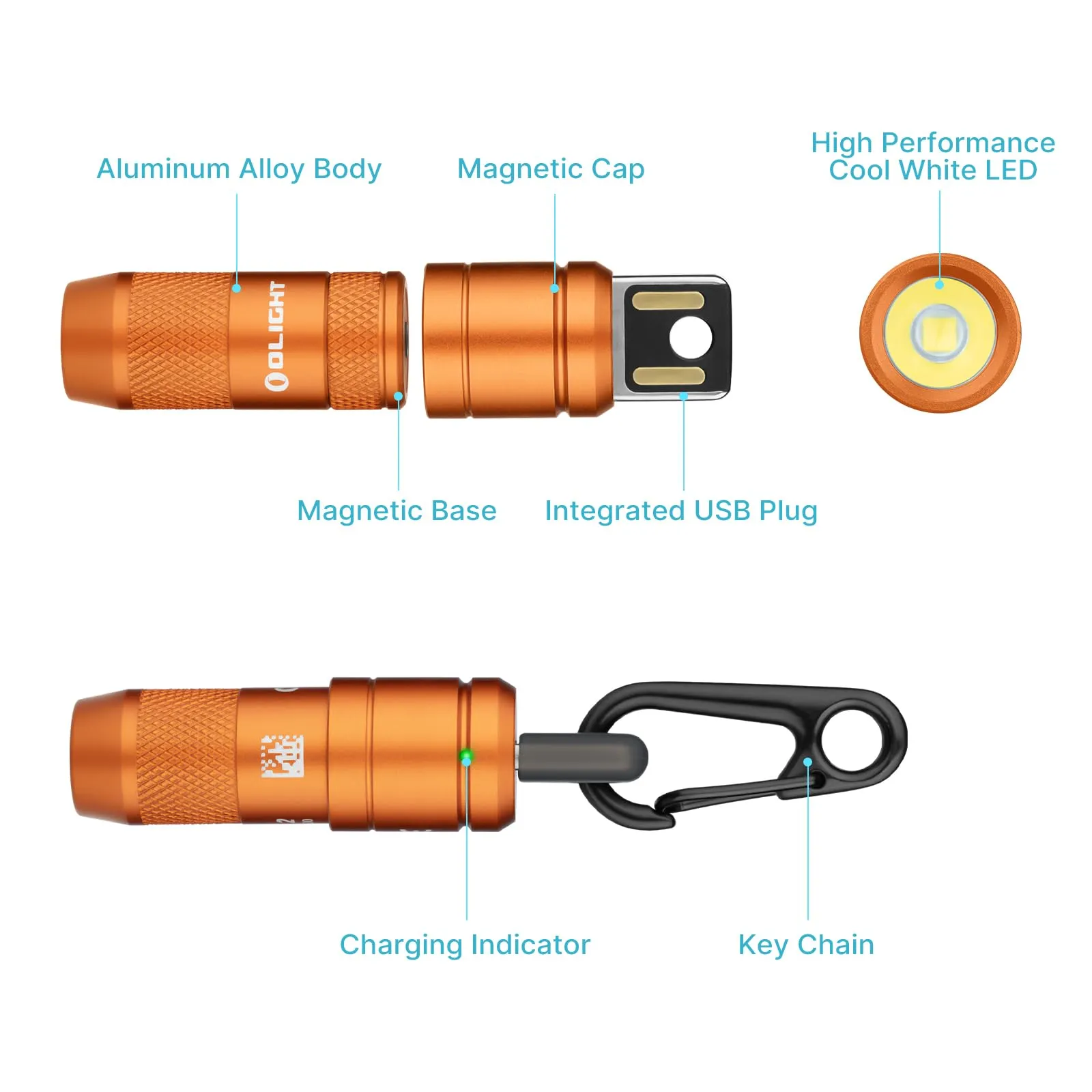 OLIGHT IMINI 2 EDC Rechargeable Keychain Flashlight, 50 Lumens Compact and Portable Mini LED Keyring Lights with Built-in Battery Ideal for Everyday Carry and Emergencies (Orange)