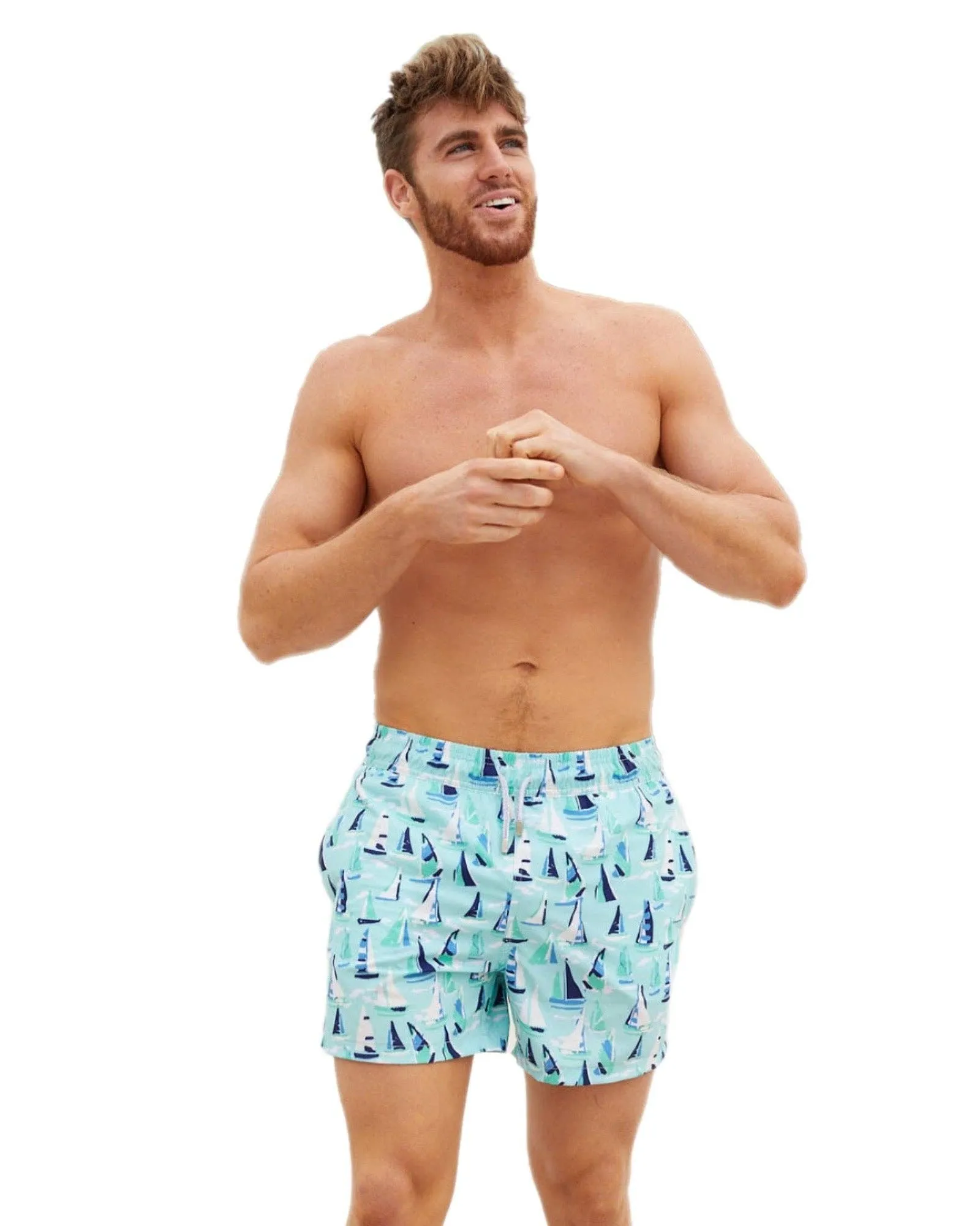 Pale Blue Boats Boardshorts: S