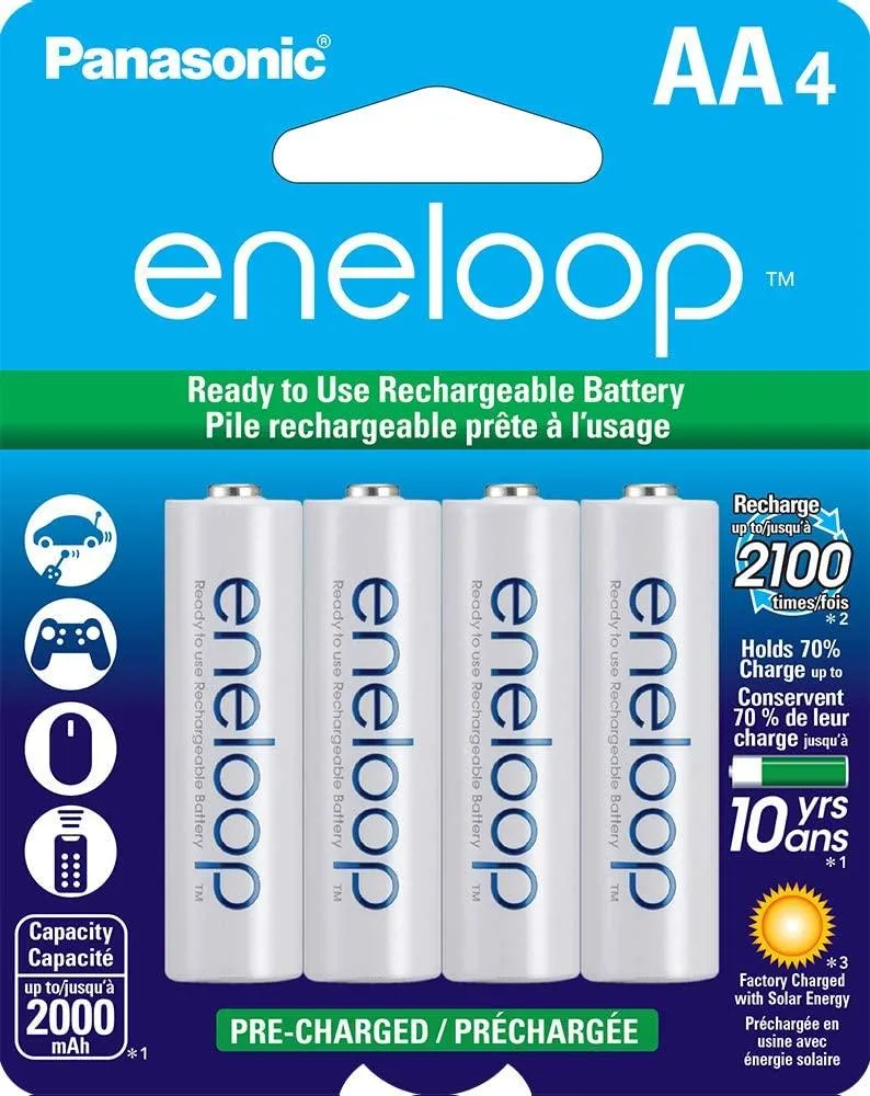 Panasonic eneloop AA Rechargeable Ni-MH Batteries (2000mAh, Pack of 4)