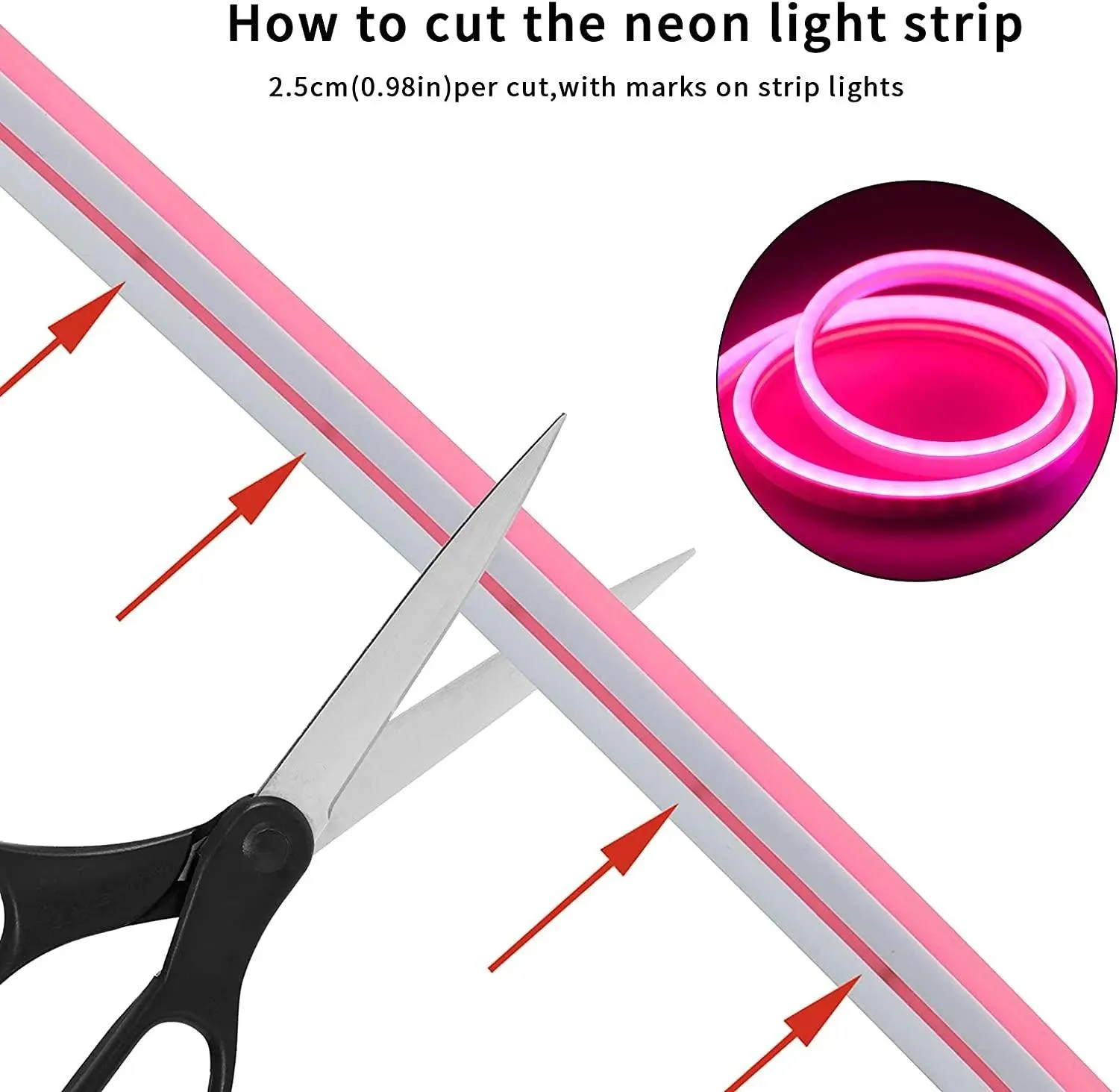 Pink LED Neon Flex DC 12V IP65 Waterproof 8x16mm 120 LEDs/M