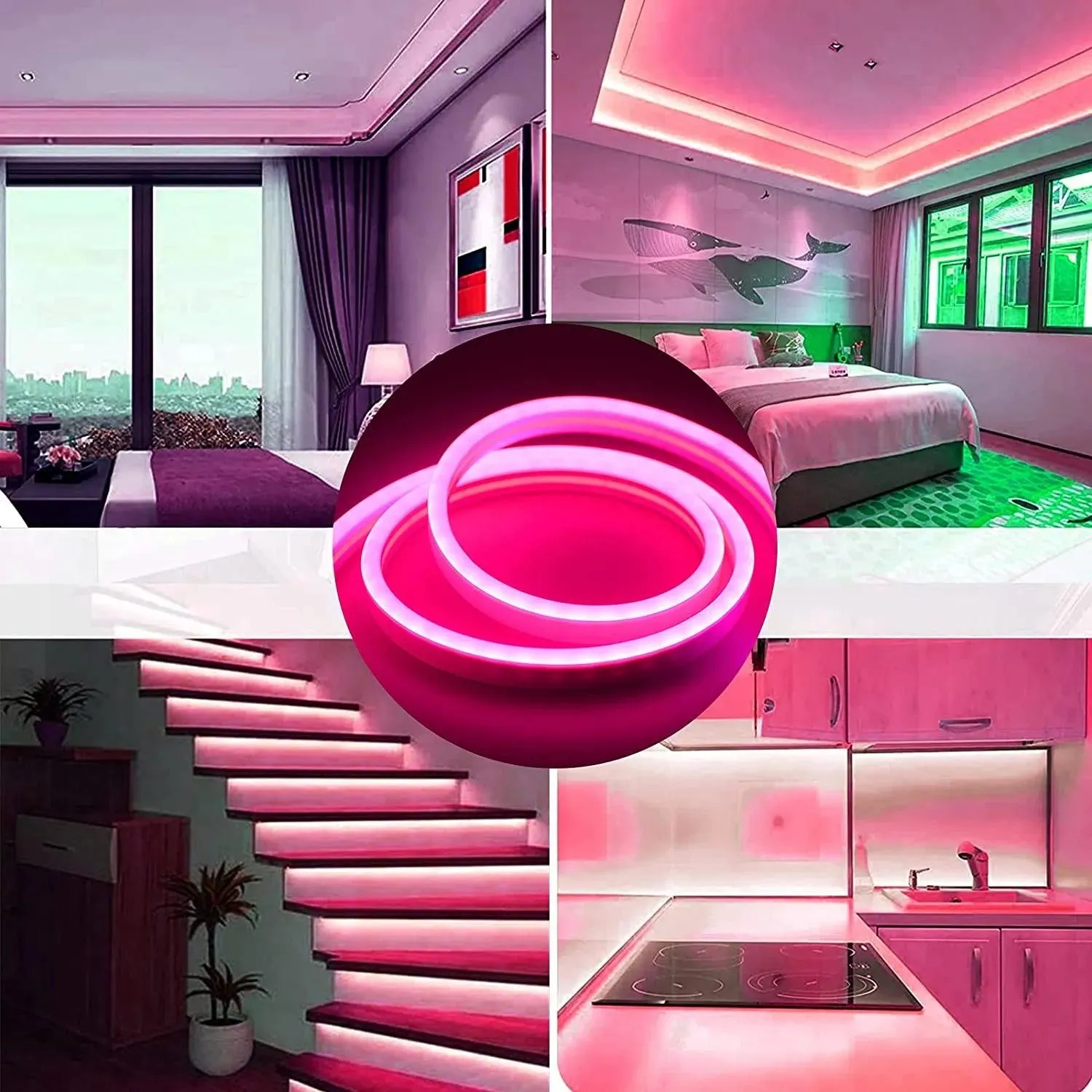 Pink LED Neon Flex DC 12V IP65 Waterproof 8x16mm 120 LEDs/M