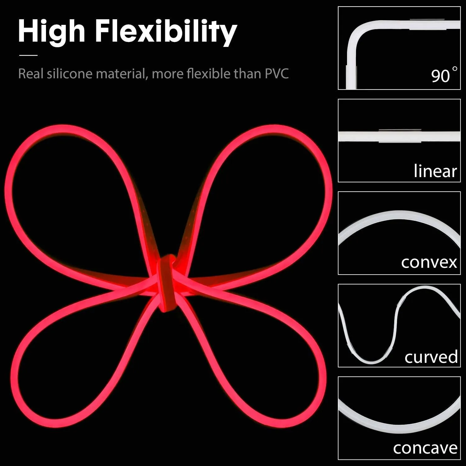 Red Neon Flex 12V 6x12mm 120LEDs/m IP65 Waterproof 2.5cm Cut Kit